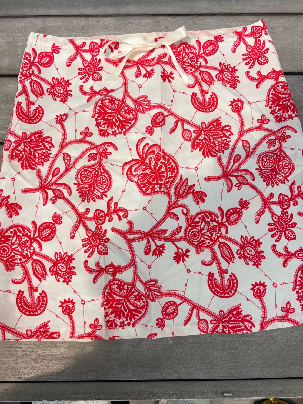 Drawstring waist skirt | red and cream | Margo Belle Designs